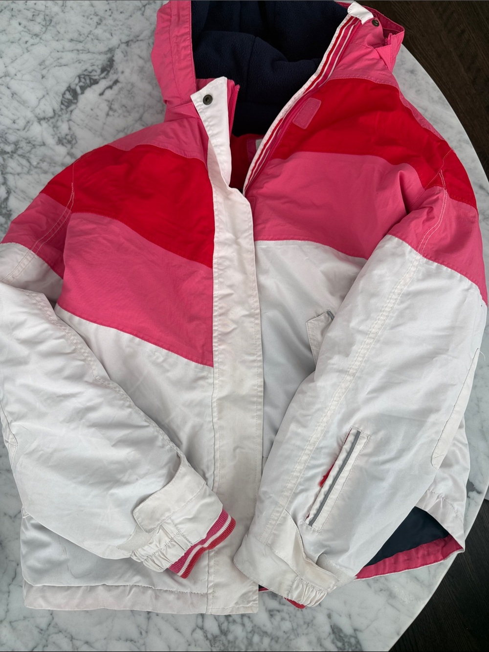 Mini Boden White, Pink & Red Colorblock snow Jacket waterproof